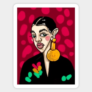 Portrait of woman with dots | fashion illustration Magnet